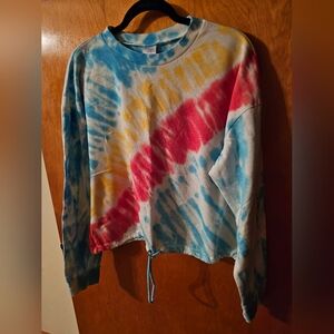 No Boundaries Tie-Dye Long Sleeve Top - Blue, Red, Yellow